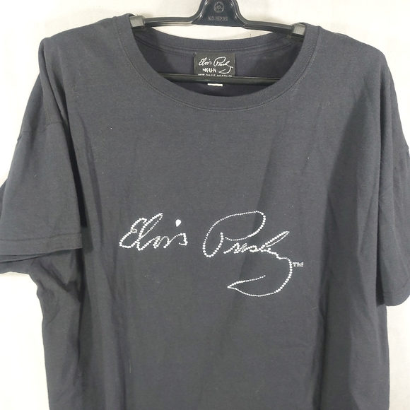 KUN Elvis Presley Black Rhinestone Short Sleeve T-shirt Tee, 2X - Picture 2 of 9